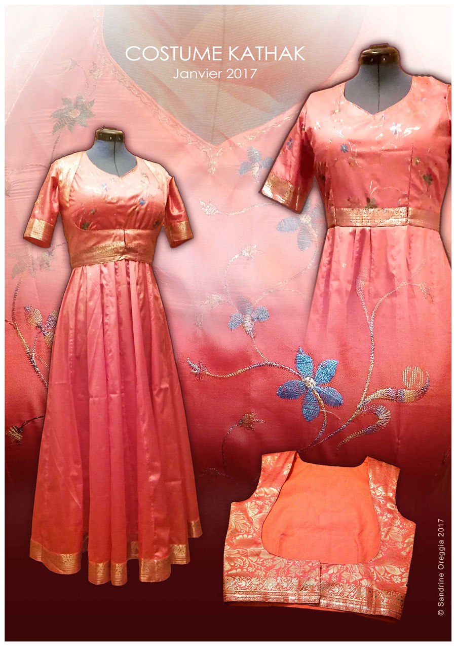 robe kathak saumon
